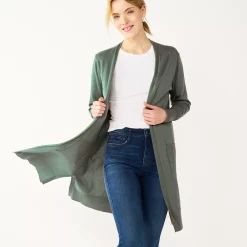 Women's Nine West High Slit Duster Cardigan -Clothing Sales Store 5569252 Signature Green