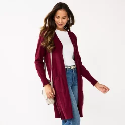 Women's Nine West High Slit Duster Cardigan -Clothing Sales Store 5569252 Vintage Wine