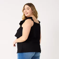 Plus Size Nine West Sleeveless Ruffle Detail Top -Clothing Sales Store 5570041 ALT