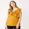 Plus Size Nine West Sleeveless Ruffle Detail Top -Clothing Sales Store 5570041 Light Bronze