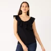 Petite Nine West Ruffle Neck Top 1 Petite Nine West Ruffle Neck Top -Clothing Sales Store 5570512 Black
