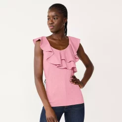 Petite Nine West Ruffle Neck Top -Clothing Sales Store 5570512 Lilac Necklace