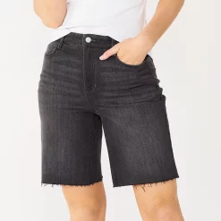 Women's Nine West High Rise Bermuda Boyfriend Shorts -Clothing Sales Store 5570546 Medium Black