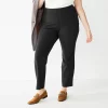 Plus Size Nine West Side Zip High-Waisted Skinny Ankle Pants -Clothing Sales Store 5574029 Mineral Black