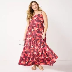 Plus Size Nine West Asymmetrical Tiered Maxi Dress 6 Plus Size Nine West Asymmetrical Tiered Maxi Dress -Clothing Sales Store 5576100 Block Shapes Pink