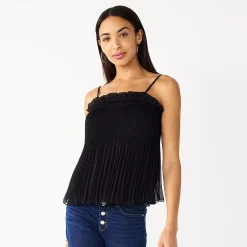 Women's Nine West Pleated Smocked Tank -Clothing Sales Store 5576992 Black