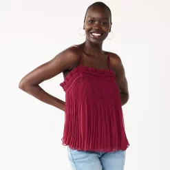 Women's Nine West Pleated Smocked Tank -Clothing Sales Store 5576992 Vintage Wine