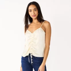 Women's Nine West Ruched Drawstring Front Tank -Clothing Sales Store 5576995 Lemon Frost