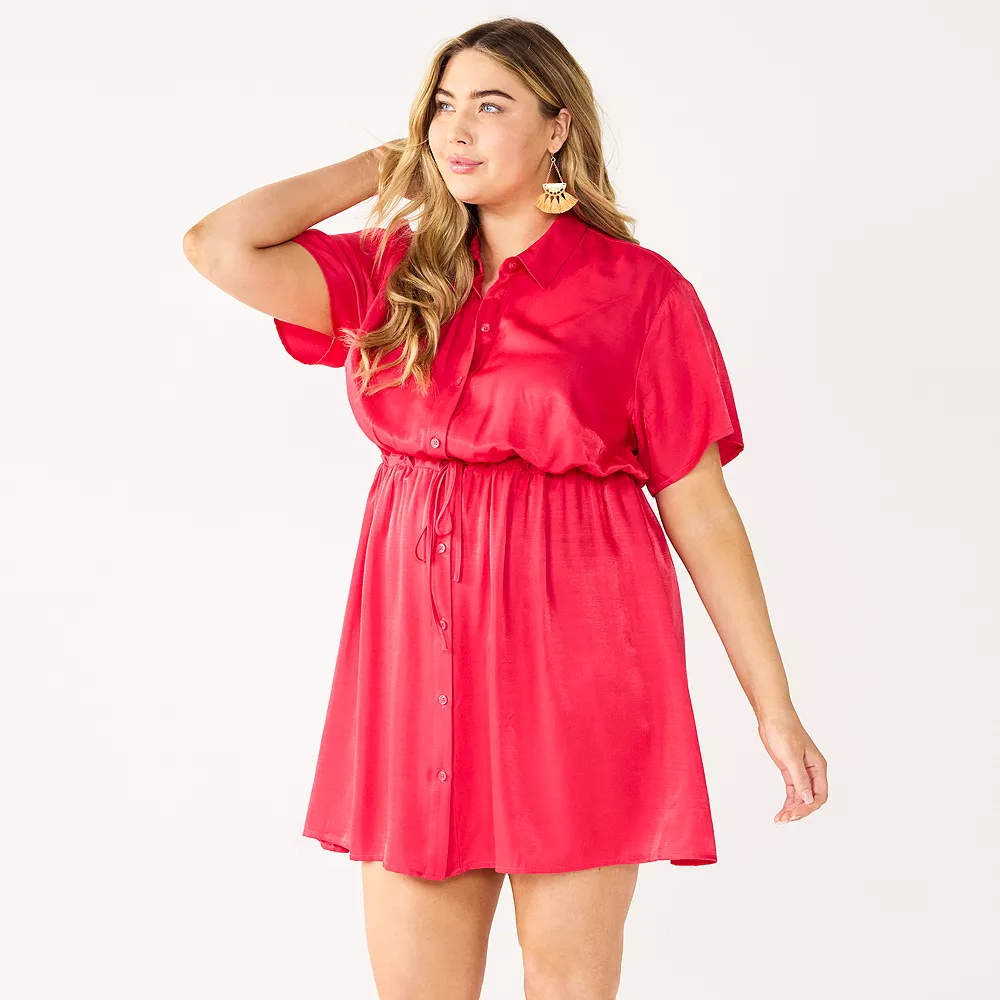 Plus Size Nine West Dolman-Sleeve Shirt Dress 3 Plus Size Nine West Dolman-Sleeve Shirt Dress