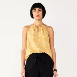 Women's Nine West High Neck Keyhole Tank -Clothing Sales Store 5577411 Gold Ikat Dot