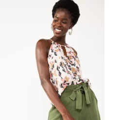 Women's Nine West High Neck Keyhole Tank -Clothing Sales Store 5577411 Impress Camo