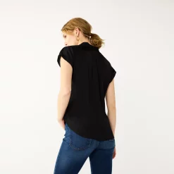 Women's Nine West Short Sleeve Easy Lapel Shirt -Clothing Sales Store 5577441 ALT