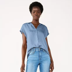 Women's Nine West Short Sleeve Easy Lapel Shirt -Clothing Sales Store 5577441 Kelly Lavender