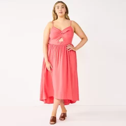 Clothing Sales Store 17 Plus Size Nine West Twist-Front High-Low Midi Dress