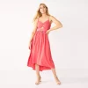 Women's Nine West Twist Front High-Low Midi Dress -Clothing Sales Store 5578664 Sicily Tomato