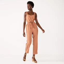 Women's Nine West Sweetheart Tapered Jumpsuit -Clothing Sales Store 5578686 Mocha Frosting
