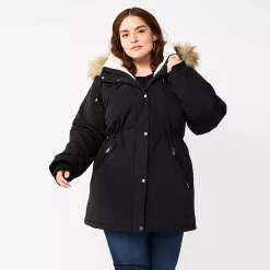 Plus Size Nine West Sherpa-Lined Parka Coat