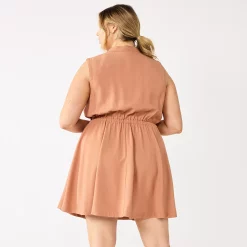 Plus Size Nine West Sleeveless Fit & Flare Utility Dress -Clothing Sales Store 5579437 ALT