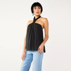 Women's Nine West Knot Halter Blouse -Clothing Sales Store 5579891 Black