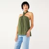 Women's Nine West Knot Halter Blouse 2 Women's Nine West Knot Halter Blouse -Clothing Sales Store 5579891 Infantry Olive