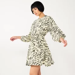 Women's Nine West Fit & Flare Utility Dress -Clothing Sales Store 5580729 Zebra Maze