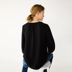 Women's Nine West Button Front Balloon Sleeve Tunic -Clothing Sales Store 5581079 ALT