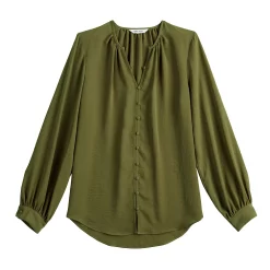 Women's Nine West Button Front Balloon Sleeve Tunic -Clothing Sales Store 5581079 ALT5