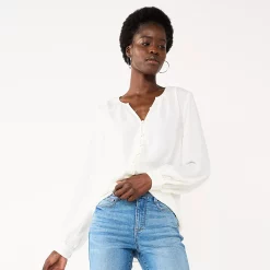 Women's Nine West Button Front Balloon Sleeve Tunic -Clothing Sales Store 5581079 Daisy Dew