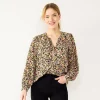 Women's Nine West Button Front Balloon Sleeve Tunic -Clothing Sales Store 5581079 Olive Floral