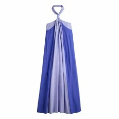 Women's Nine West Halter Neck Colorblock Maxi Dress -Clothing Sales Store 5581340 ALT5
