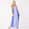 Women's Nine West Halter Neck Colorblock Maxi Dress -Clothing Sales Store 5581340 Clematis Blue Combo