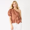 Women's Nine West One-Shoulder Tie Waist Peplum Top 1 Women's Nine West One-Shoulder Tie Waist Peplum Top -Clothing Sales Store 5581408 Mocha Frosting
