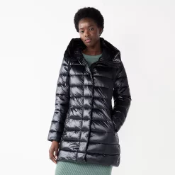 Women's Nine West Hooded Puffer Coat -Clothing Sales Store 5582726 Black