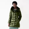 Women's Nine West Hooded Puffer Coat -Clothing Sales Store 5582726 Deep Olive