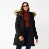 Women's Nine West Faux-Fur Hood Puffer Jacket -Clothing Sales Store 5582728 Black