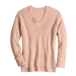 Women's Nine West Stitch Front V-Neck Sweater -Clothing Sales Store 5585833 ALT5
