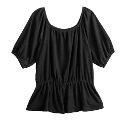 Women's Nine West Puff Sleeve Square Neck Peplum Top -Clothing Sales Store 5594992 ALT5