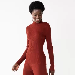 Women's Nine West Long Sleeve Mockneck Sweater -Clothing Sales Store 5653486 Cherry Merlot