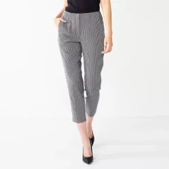 Women's Nine West Curvy High-Waisted Tapered Pants -Clothing Sales Store 5659773 Navy Tan Houndstooth