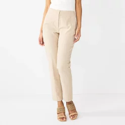 Women's Nine West High-Waisted Tapered Pants -Clothing Sales Store 5659834 Tan Pink Plaid