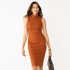 Women's Nine West Turtleneck Bodycon Dress -Clothing Sales Store 5662329 Baked Nutmeg