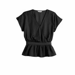 Women's Nine West Short Sleeve Peplum Wrap Top -Clothing Sales Store 5670316 ALT5