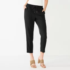 Women's Nine West Line Plaid Pintuck Jogger Pants -Clothing Sales Store 5675305 Mineral Black