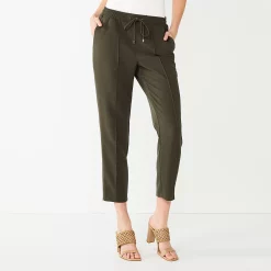 Women's Nine West Line Plaid Pintuck Jogger Pants -Clothing Sales Store 5675305 Olive Landis