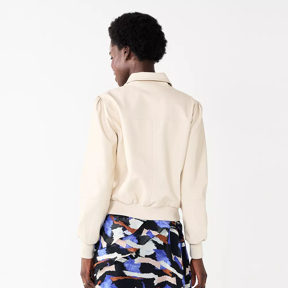 Women's Nine West Faux-Leather Aviator Jacket 6 Women's Nine West Faux-Leather Aviator Jacket - Image 4