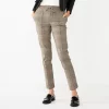 Petite Nine West Twill Pintuck Jogger Pants -Clothing Sales Store 5676419 Brown Navy Plaid