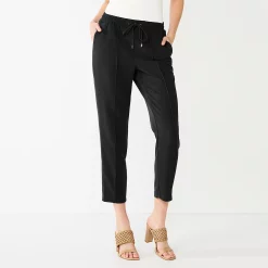 Petite Nine West Twill Pintuck Jogger Pants -Clothing Sales Store 5676419 Mineral Black