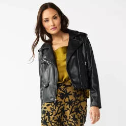Women's Nine West Faux-Leather Moto Jacket 10 Women's Nine West Faux-Leather Moto Jacket -Clothing Sales Store 5676864 Mineral Black