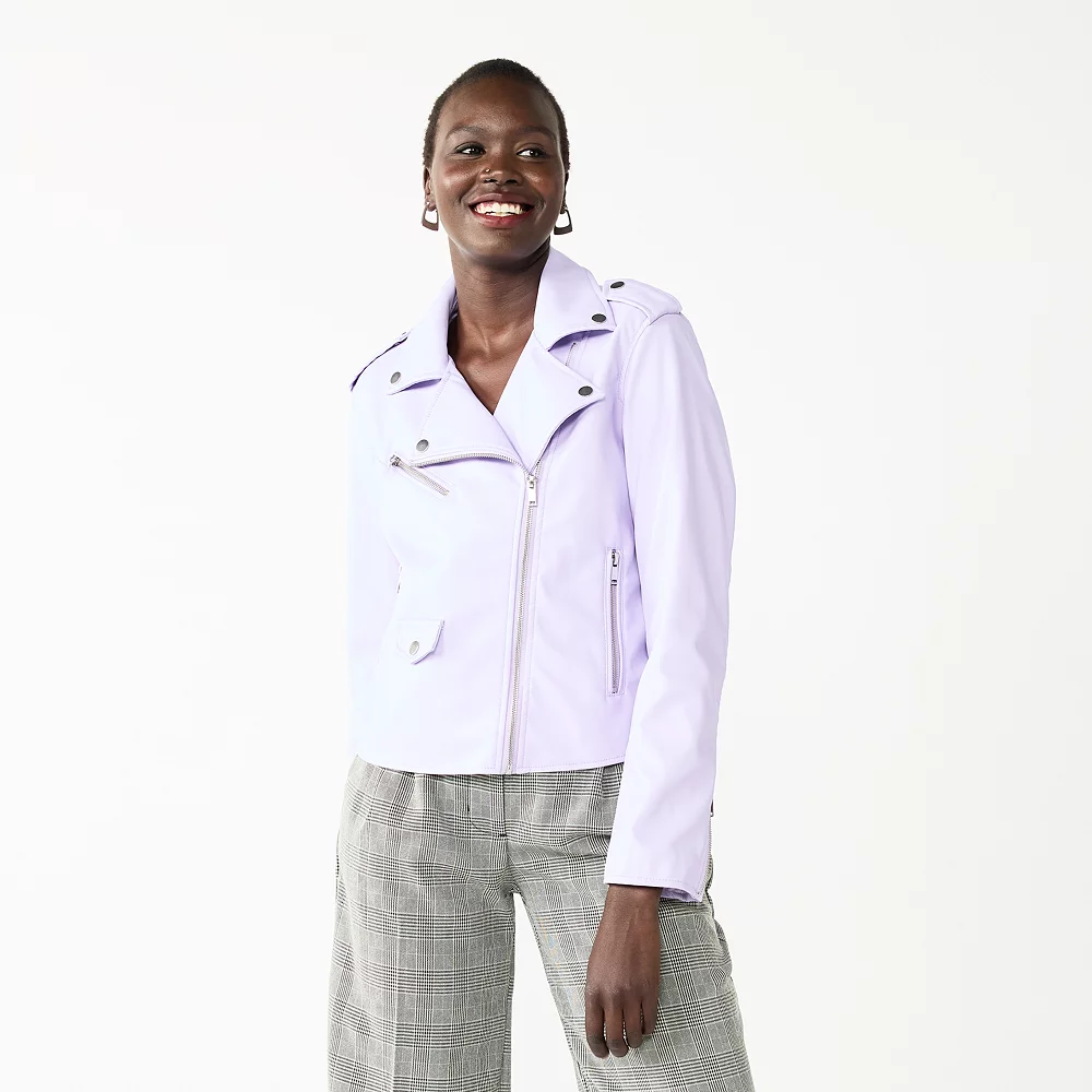 Women's Nine West Faux-Leather Moto Jacket 6 Women's Nine West Faux-Leather Moto Jacket - Image 4