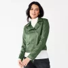 Women's Nine West Faux-Leather Moto Jacket -Clothing Sales Store 5676864 Signature Green